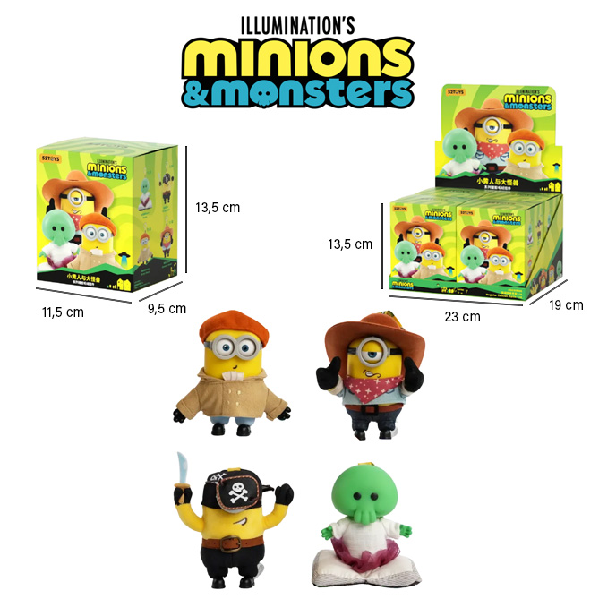 MINIONS & MONSTERS Portachiavi in vinile 10cm In Blind Box (12x7cm) In espo da 4pz 4ass…x4…x96